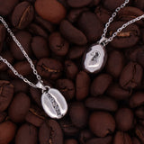 Kona Coffee Bean Sterling Silver with White Topaz Necklace